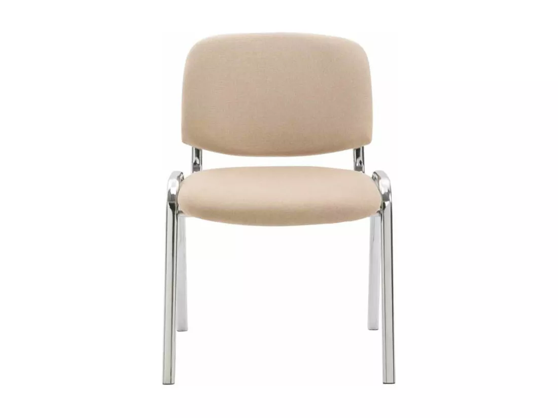 Lot de 4 Chaise de conférence - Tissu & Métal chromé - Crème - Ken