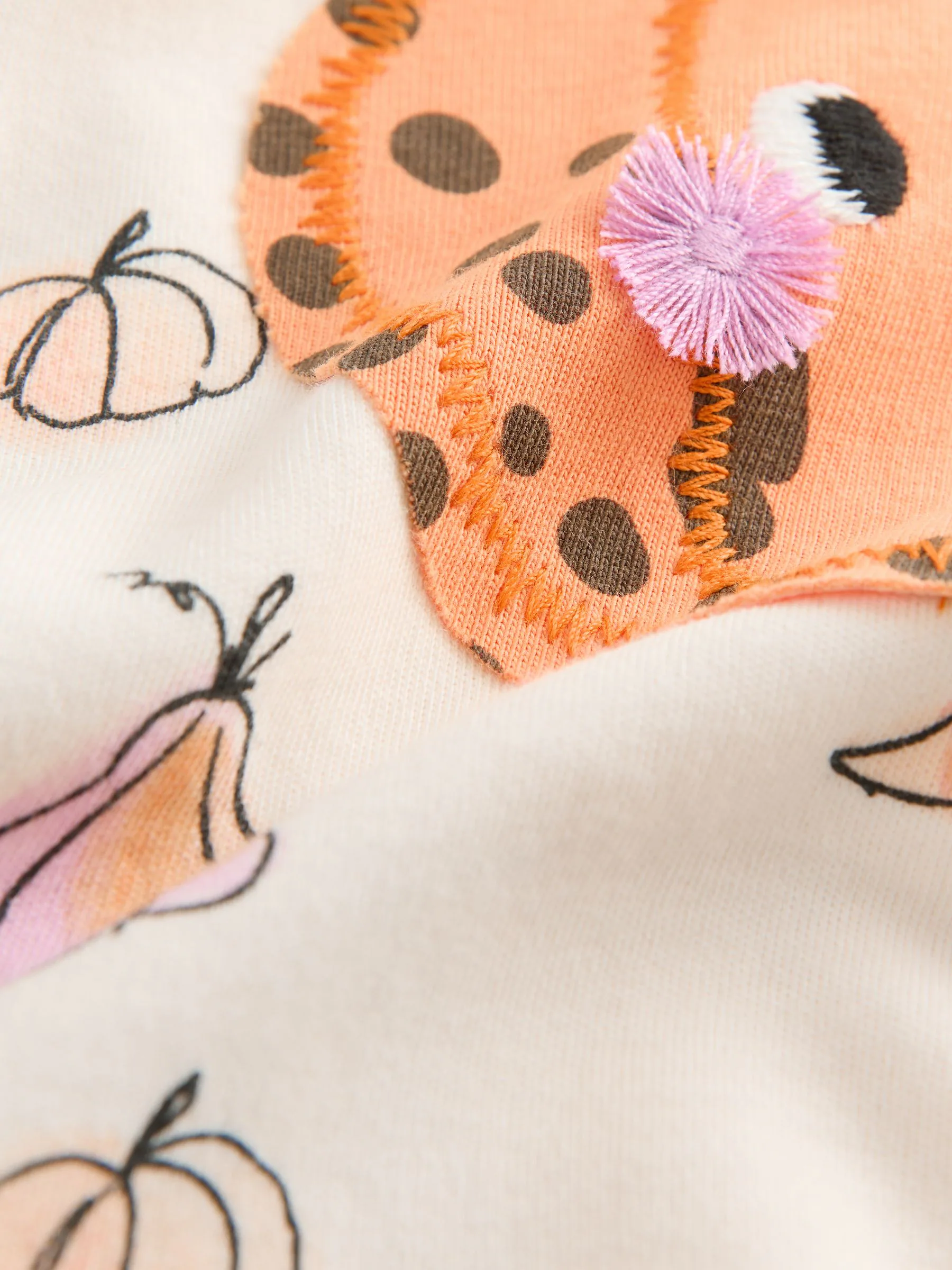 Ecru witte pompoenprint - Halloween behaaglijke pyjama (9mnd-12jr)