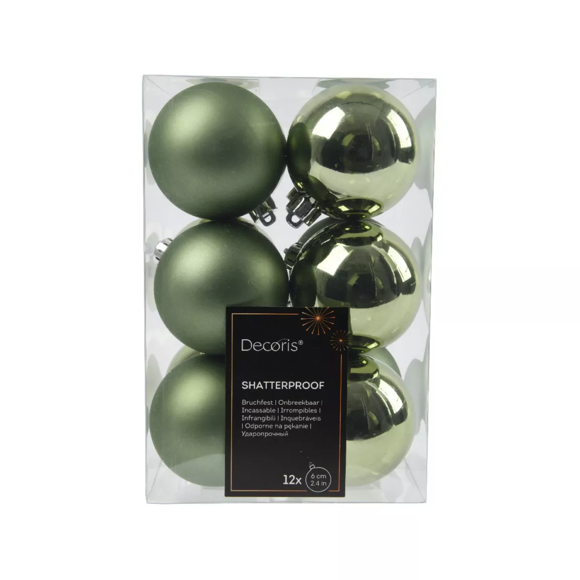 Lot de 12 boules de Noël (D60 mm) Alpine Vert romarin