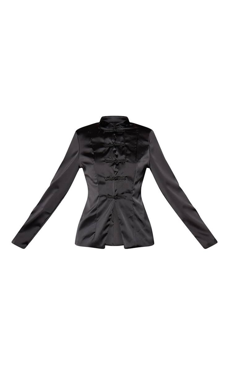Noir Veste Col Mandarin En Satin