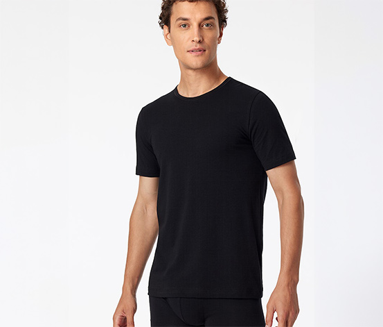 2 SCHIESSER T-Shirts mit Bio-Baumwolle, schwarz