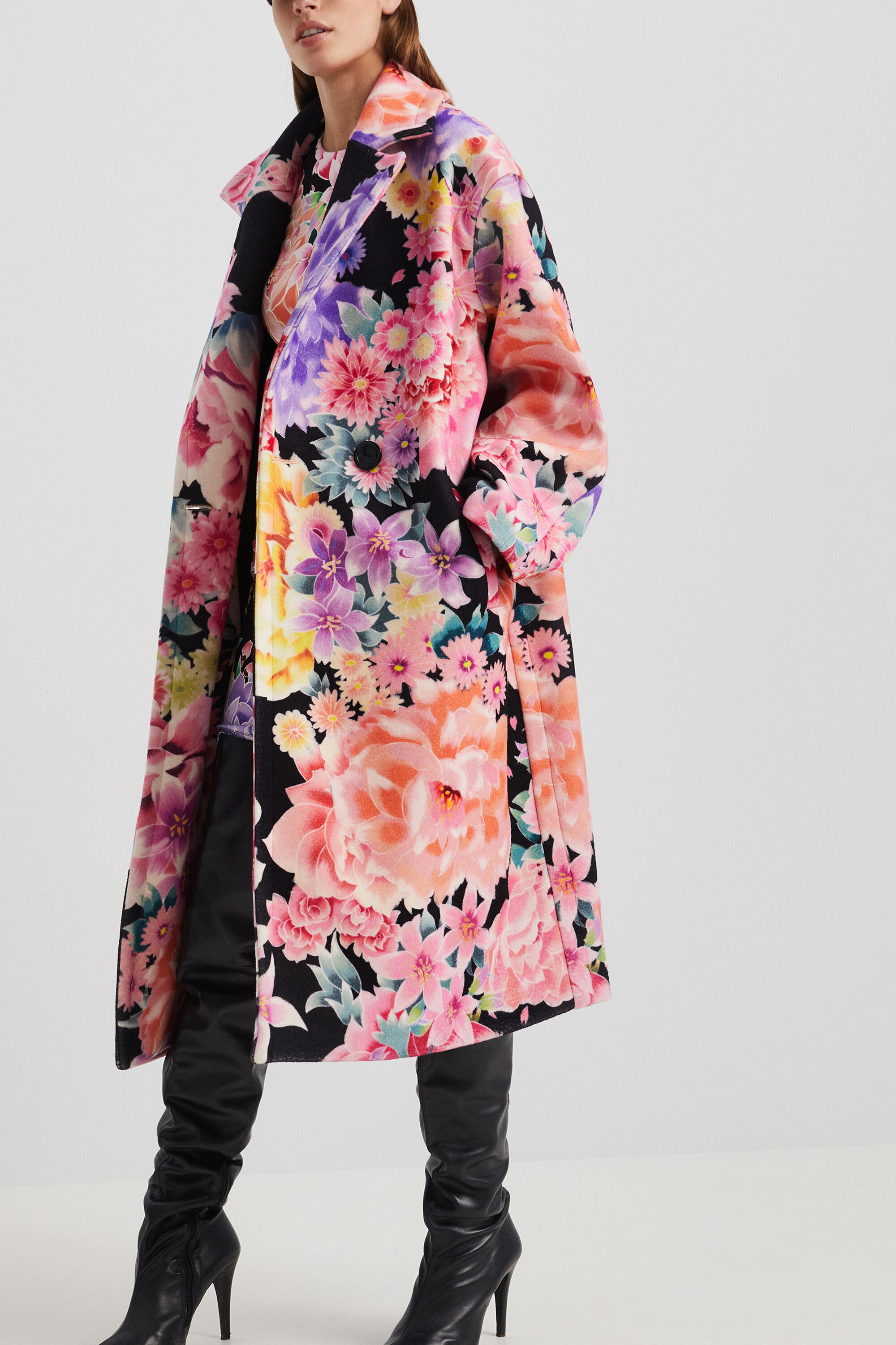 Manteau oversize à fleurs