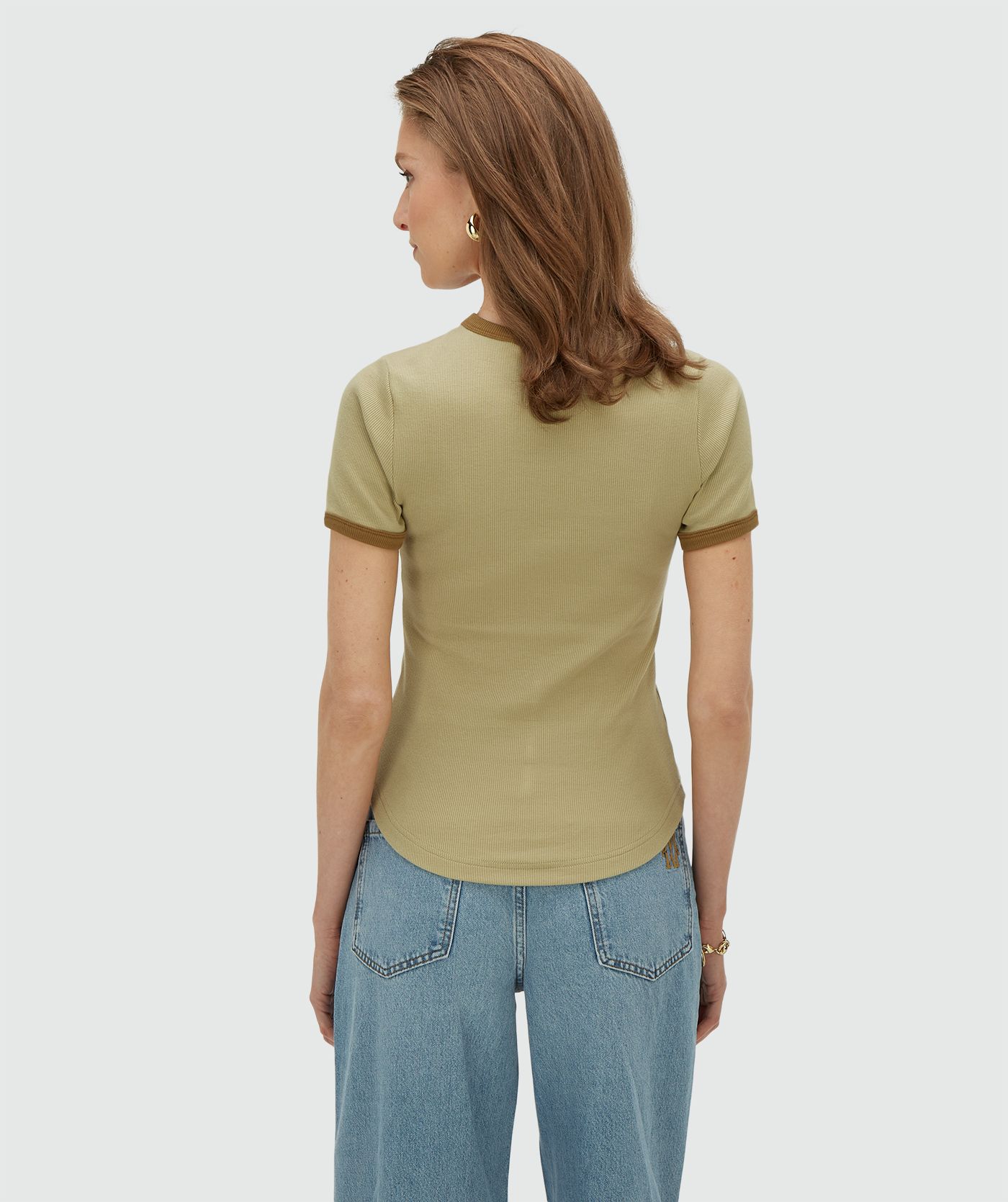 JV-CODY slim fit T-shirt met logo - dark pistachio