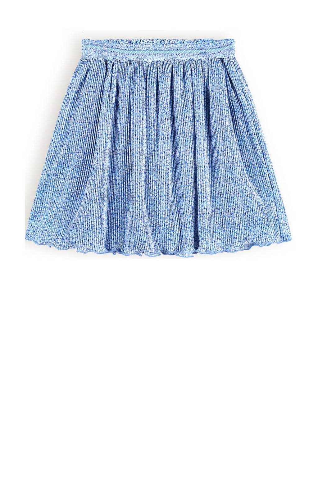 NONO rok Norah met all over print en textuur lichtblauw