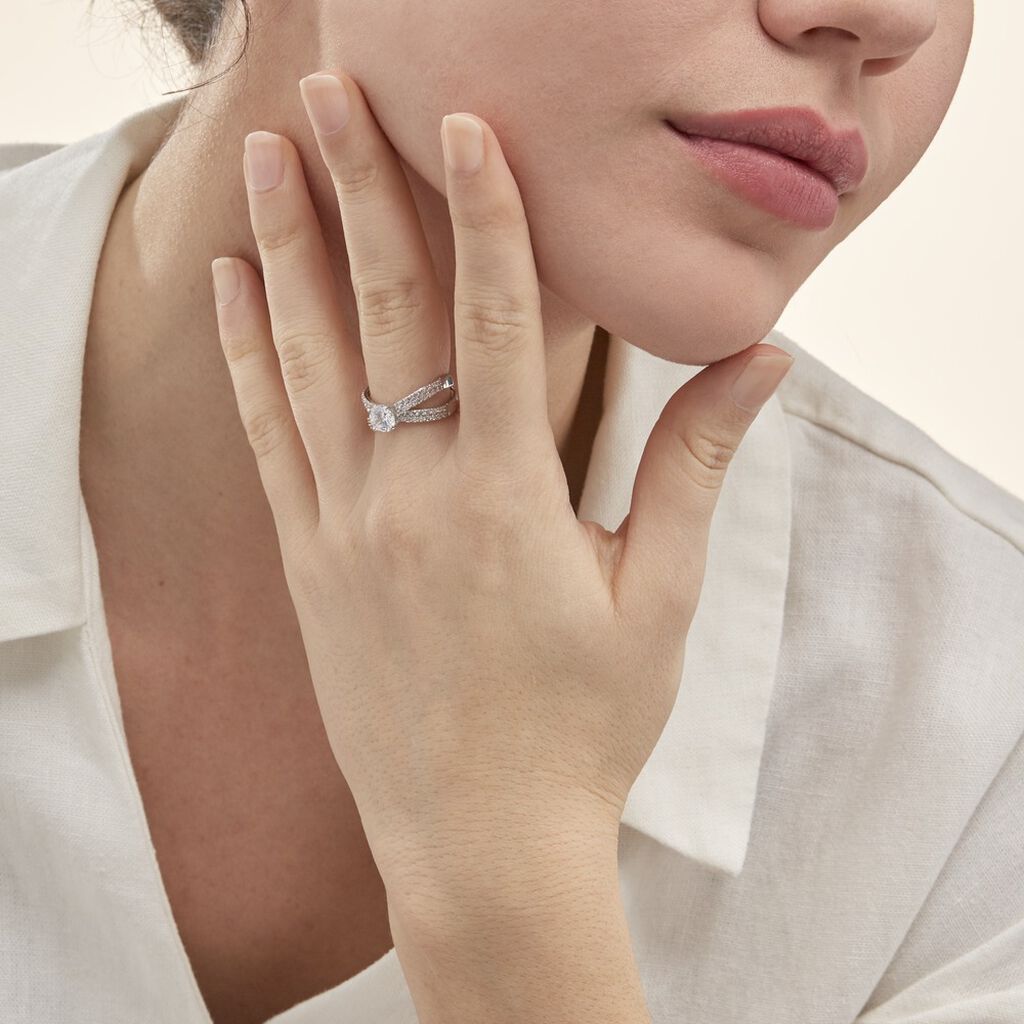 Bague Solitaire Arnalia Or Blanc Oxyde De Zirconium