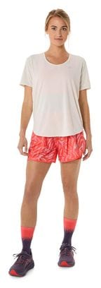 Maillot manches courtes Asics Road V-Neck Beige Femme