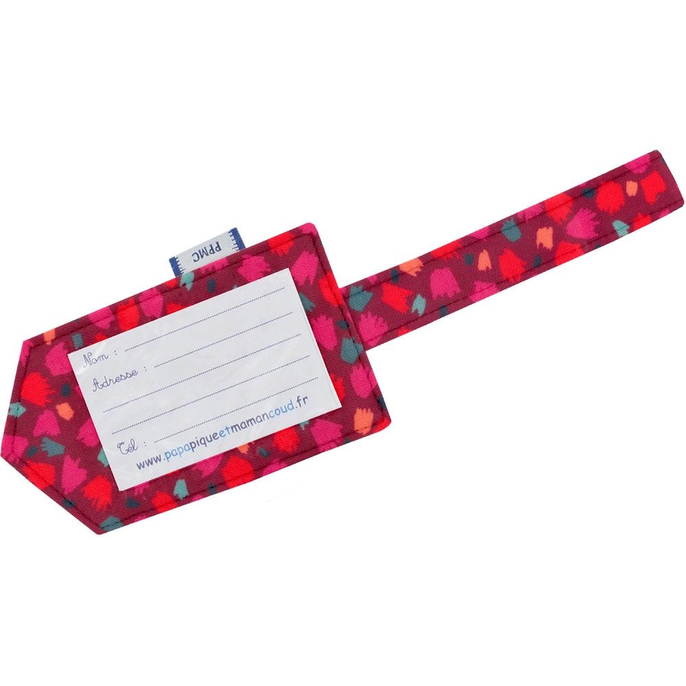 Etiquette Bagage Pompons Cerise
