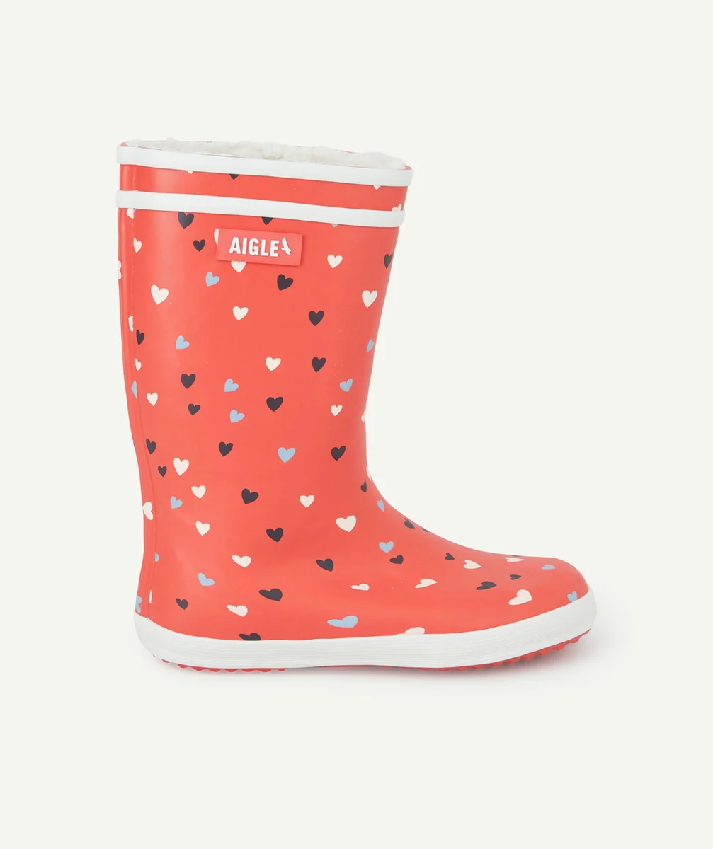 AIGLEBOTTES EN CAOUTCHOUC ROUGE AVEC COEURS LOLLYPOP 2