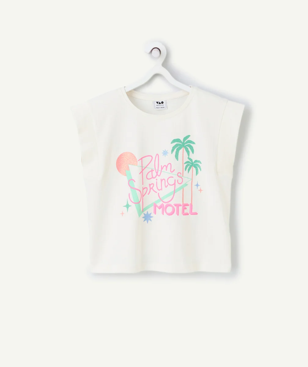 t-shirt manches courtes fille en coton bio thème palm spring