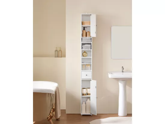 Meuble de Rangement Salle d Bain Meuble Colonne Armoire,L20xP20xH180cm, BZR34-W