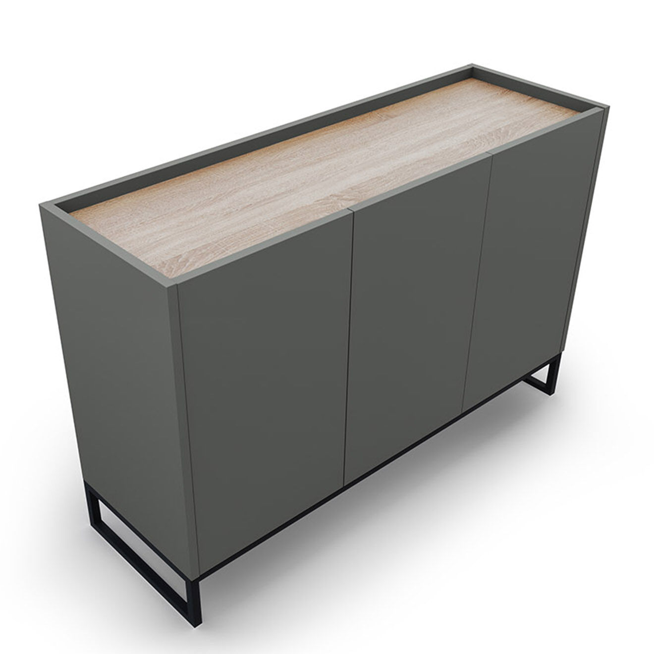 Windsor & Co Commode Helene gris/chêne naturel - 120x40x80 cm