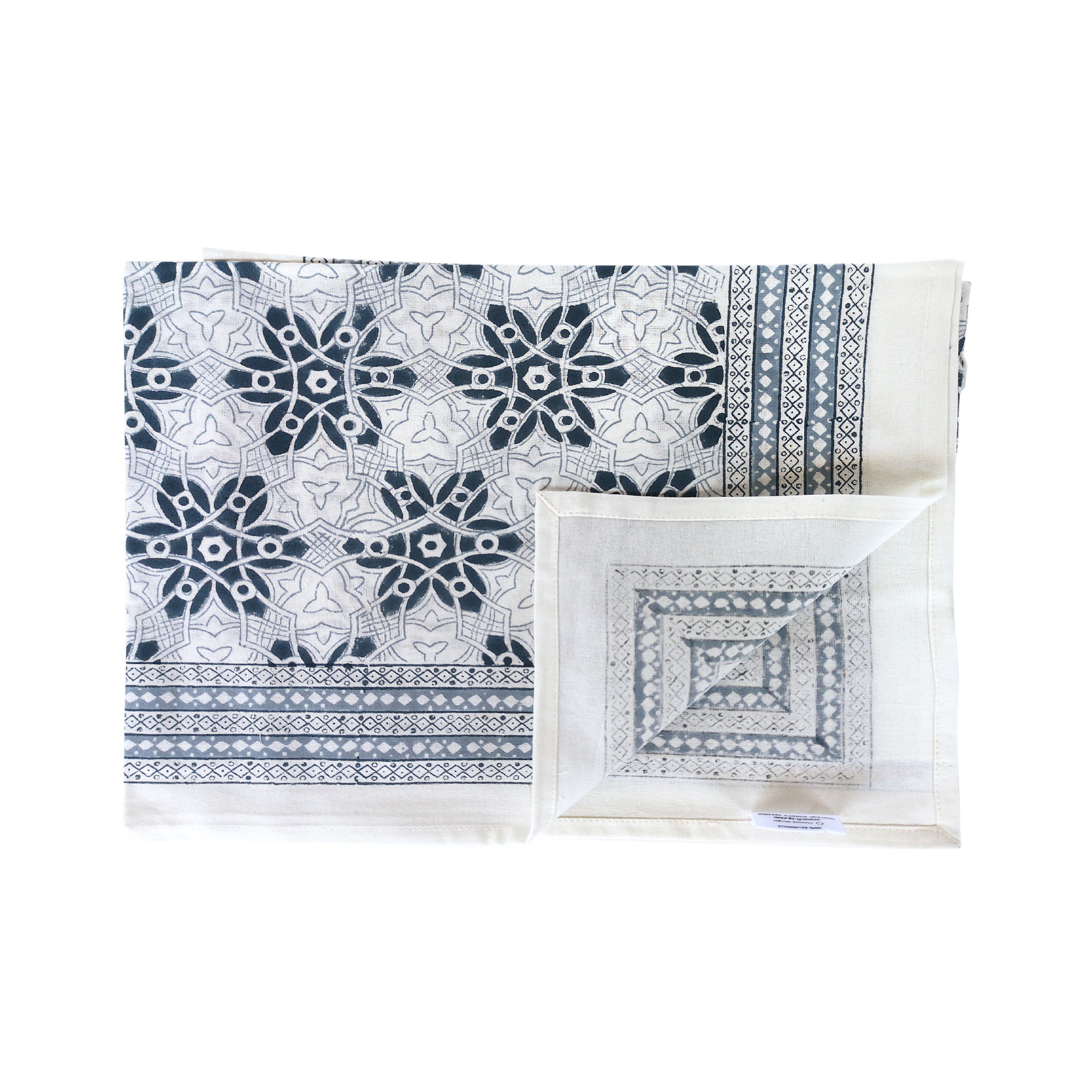 Serviette aus Baumwolle, weiß, blau, B 50 cm, L 50 cm von fischer's lagerhaus