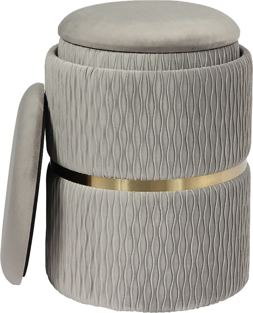Kayoom Polsterhocker »Hocker Zora 425 2er-Set, Praktischer und versteckter Stauraum« Set, 2 Stk. tlg. 2er-Set mit Stauraum, ineinander stapelbar, goldener Ring