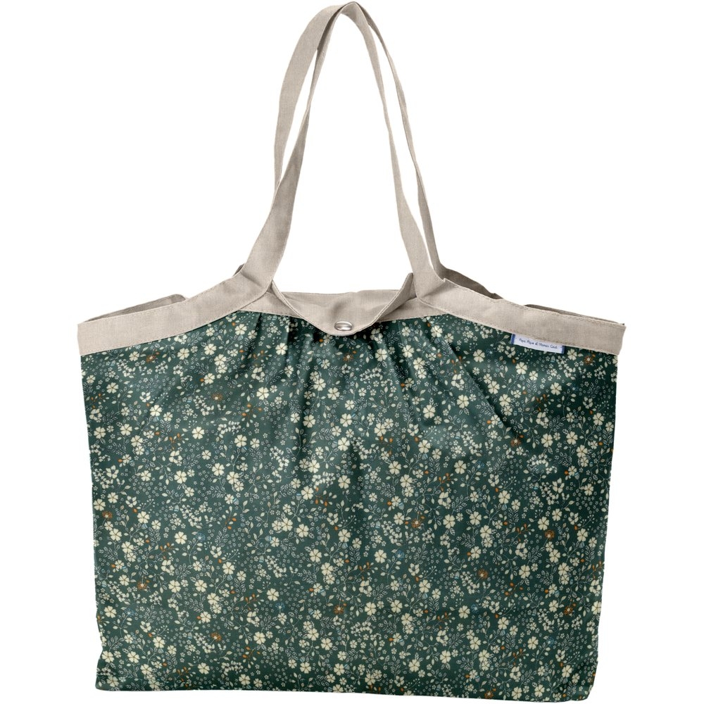 Sac Cabas Taille Moyenne Plissé Fleuri Kaki