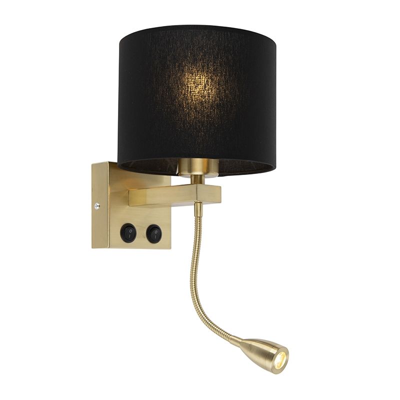 Art deco wandlamp goud met zwarte kap - Brescia