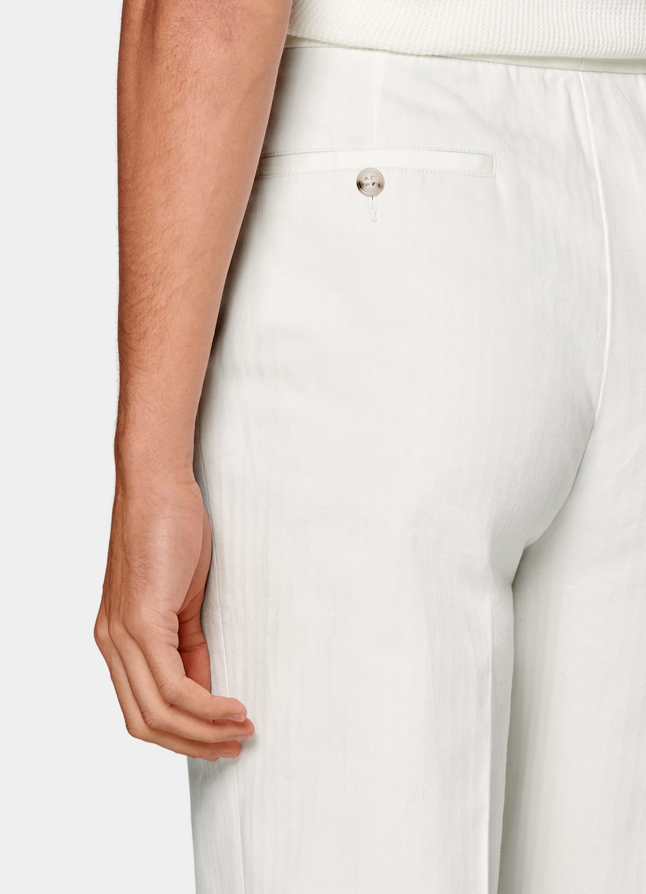 Pantalon Wide Leg Tapered blanc cassé à chevrons