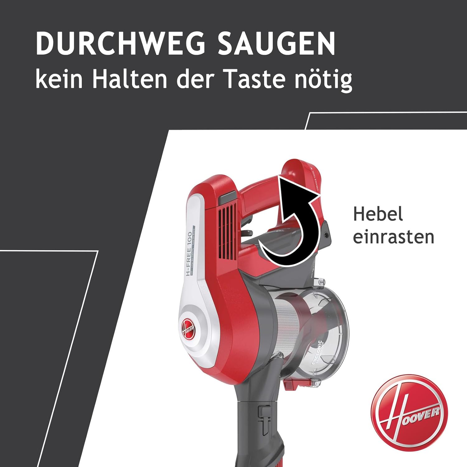 Hoover Akku-Staubsauger H-Free 100 Home ohne Beutel mit bis zu 40 Min. Laufzeit I Staubsauger kabellos mit LED-Licht, XL Staubbehälter & Parkfunktion I Akkusauger mit Fugendüse & Staubbürste