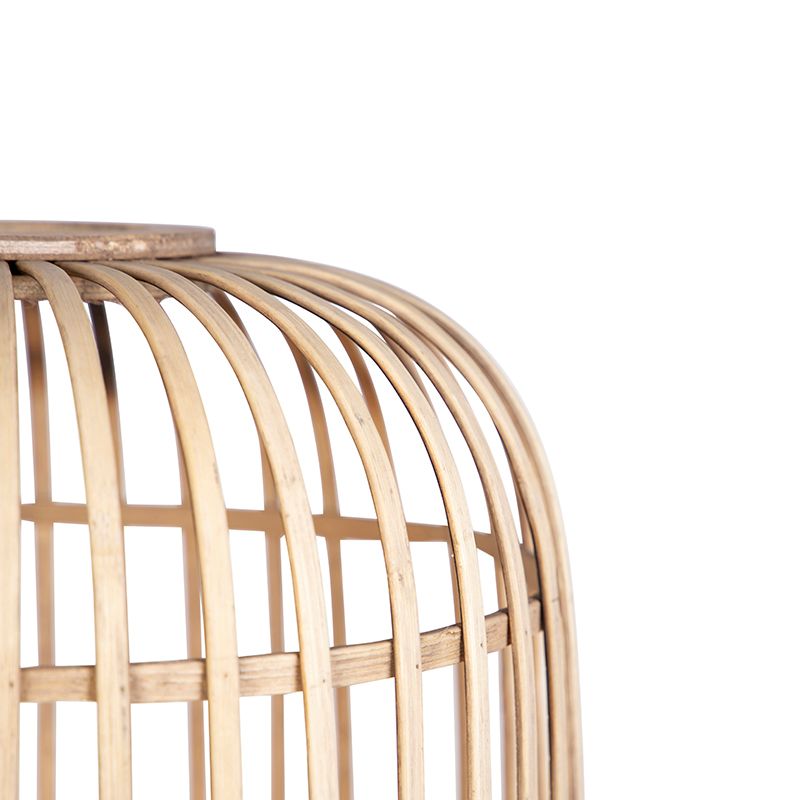 Landelijke vloerlamp zwart met rotan - Manila