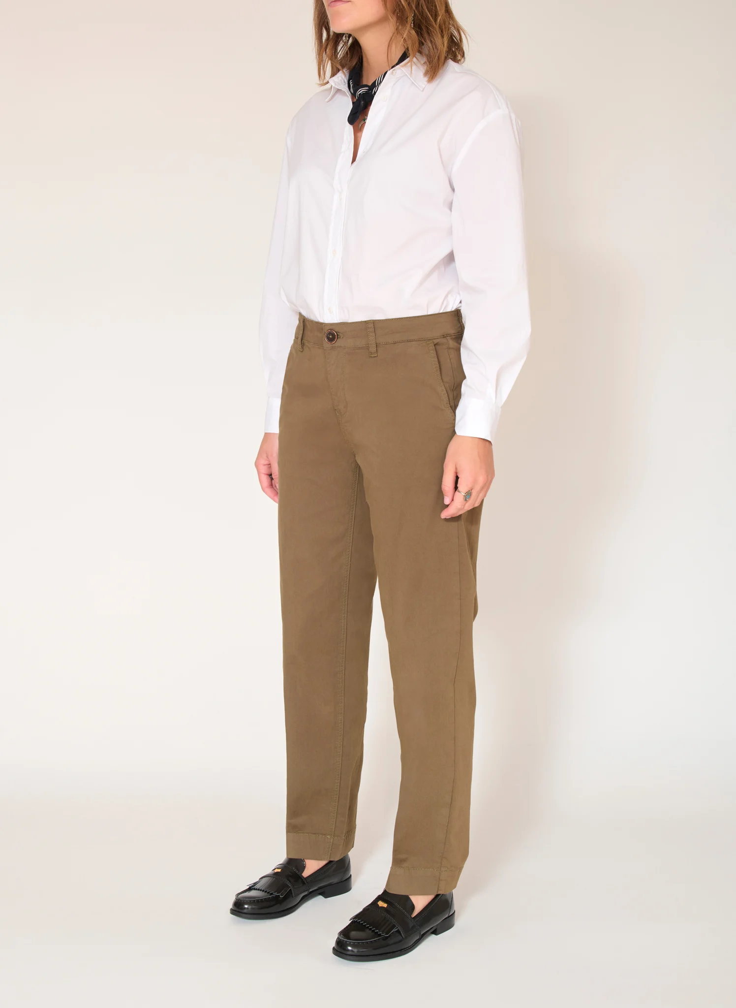 PICASSO - Pantalon droit en coton mélangé| Vert