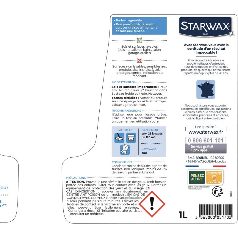 Dégraissant intensif ammoniaqué Starwax - Bidon de 1 L