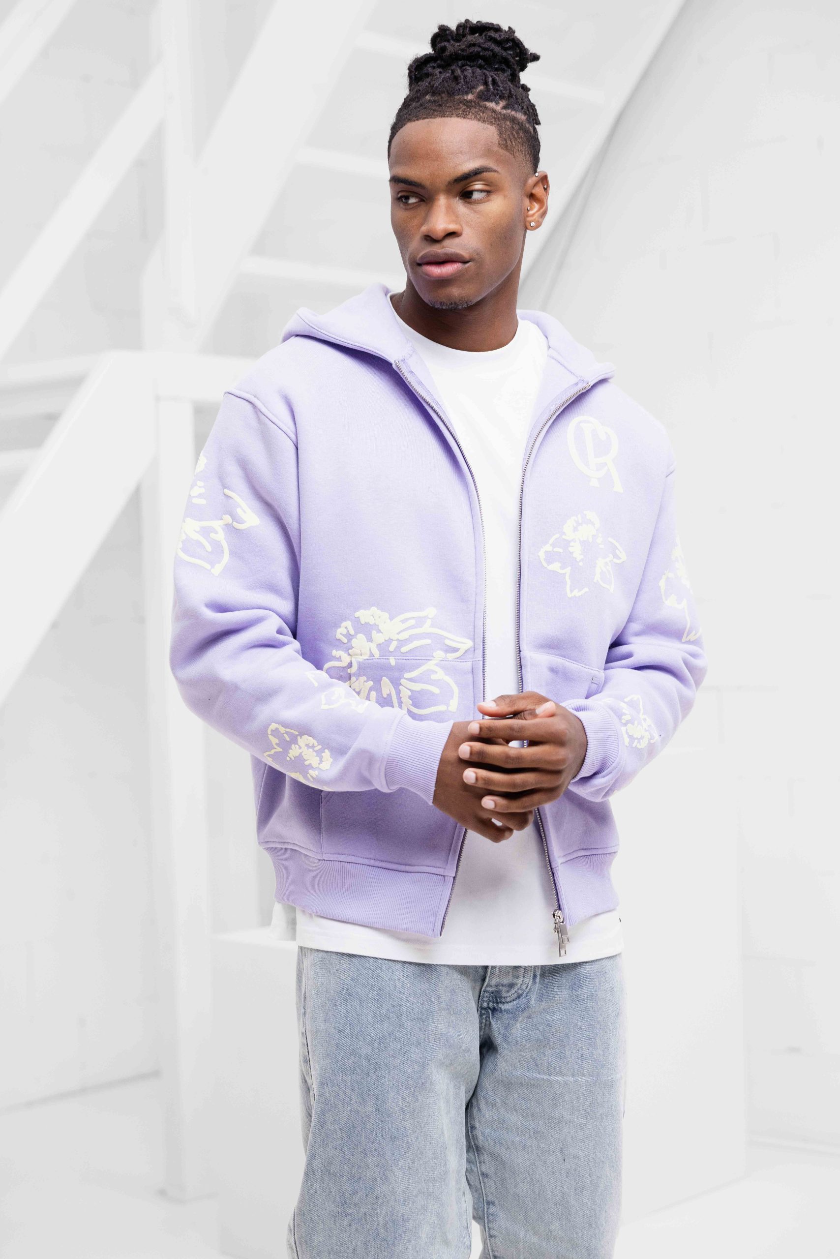Croyez Flower Zip-Hoodie Heren Paars