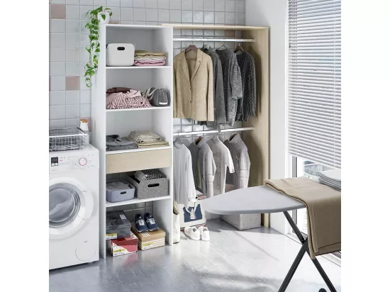 Armoire dressing décor blanc et chêne - H187 cm