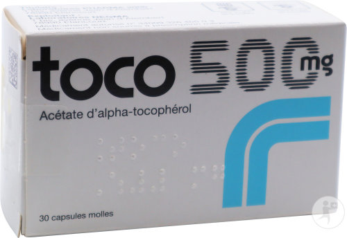 Toco 500mg Acétate D'alpha-Tocophérol 30 Capsules