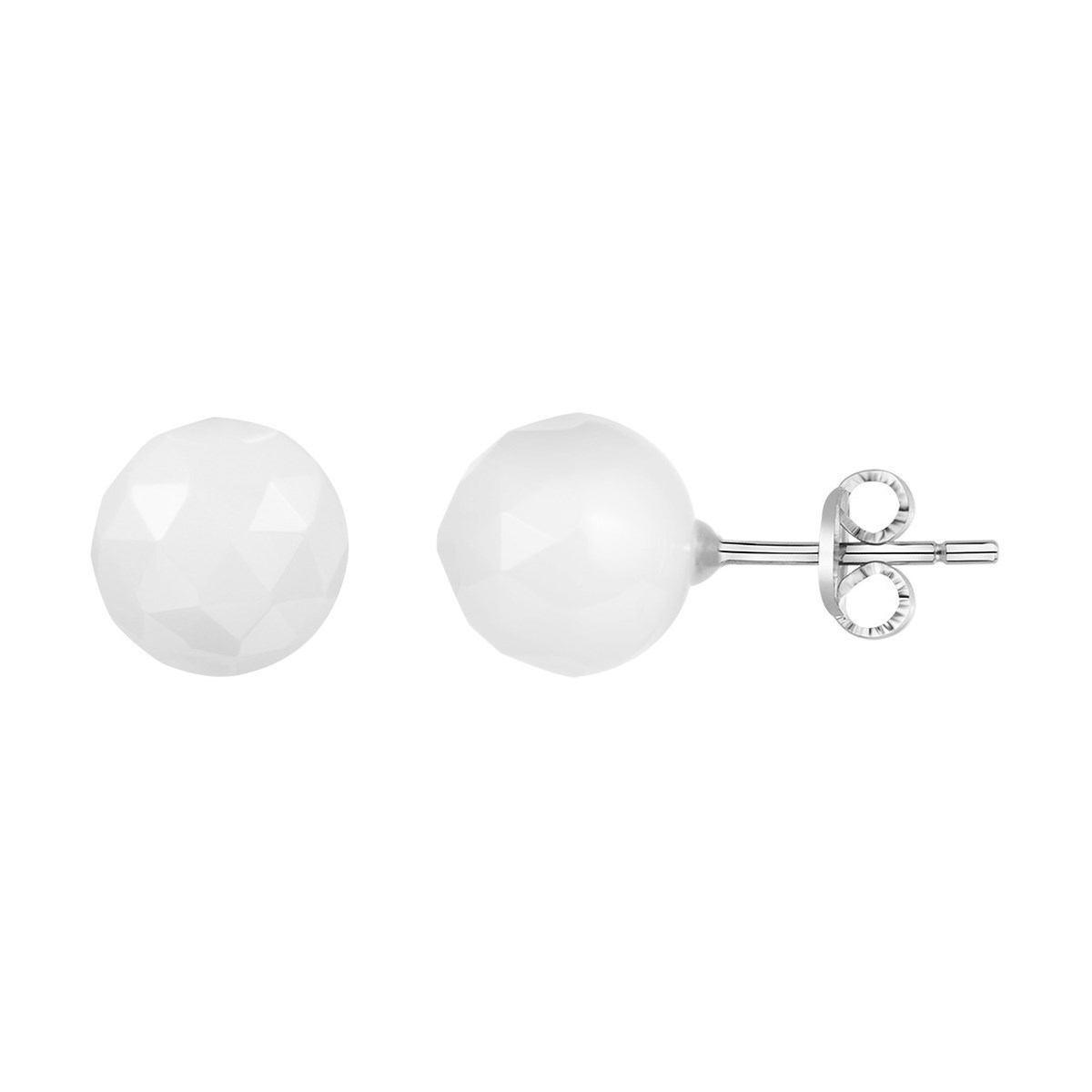 Boucles d'oreilles clous en Acier 316L et céramique - blanc brillant