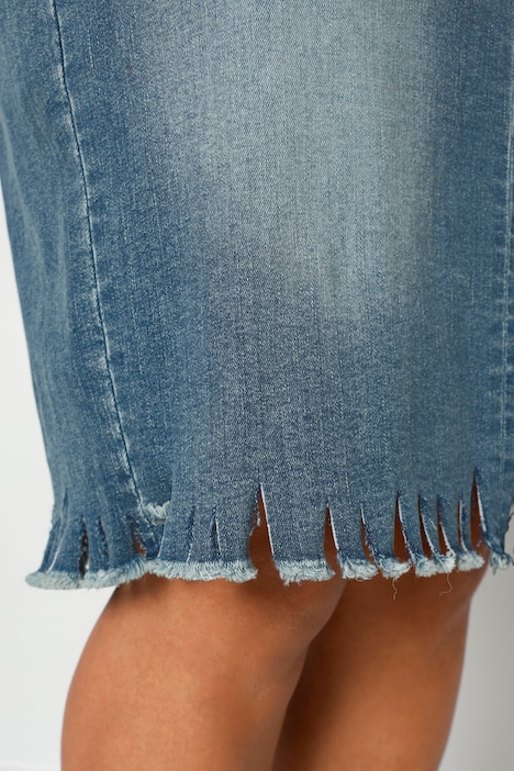 Jeansrock, Straight Fit, geschnittener Saum, Destroy-Effekte, 5-Pocket