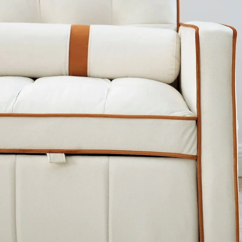 Velvet Multi-Functional Pull-Out Sofa Bed Adjustable Reclining Backrest With Pillows - N/A