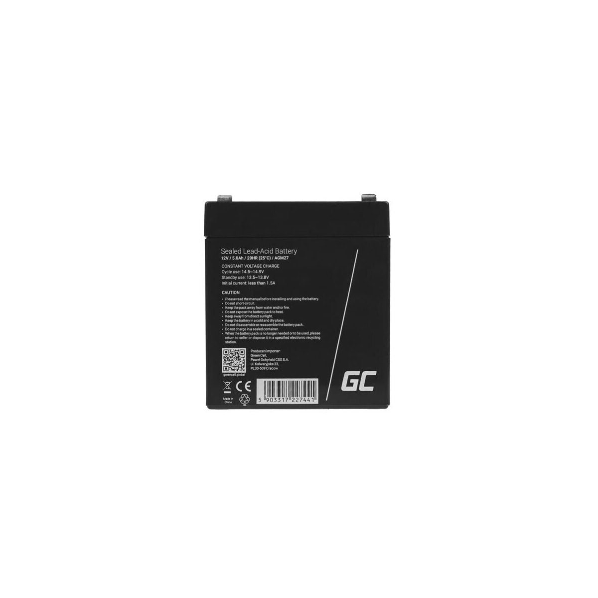 Green Cell AGM Batteri 12V 5Ah