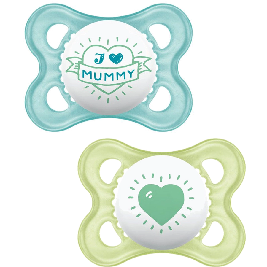 Schnullireich Schnullerkette mit Namen + MAM Schnuller Mummy 2-6 Mon. Blau