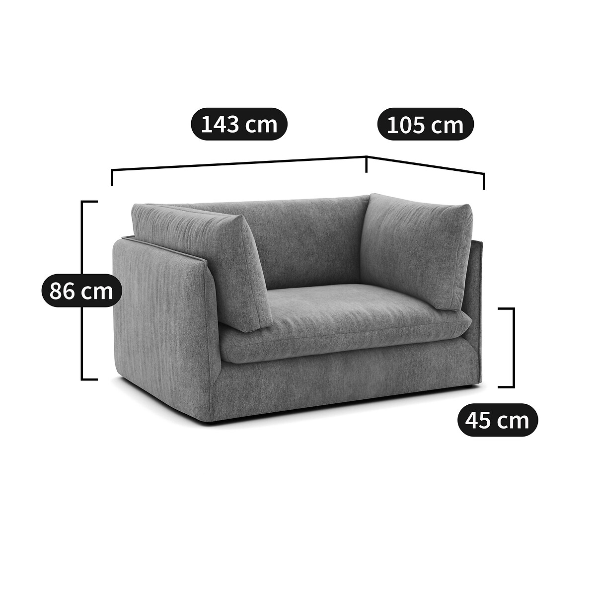 LA REDOUTE INTERIEURS<br>Poltrona XL em tecido misto Malo