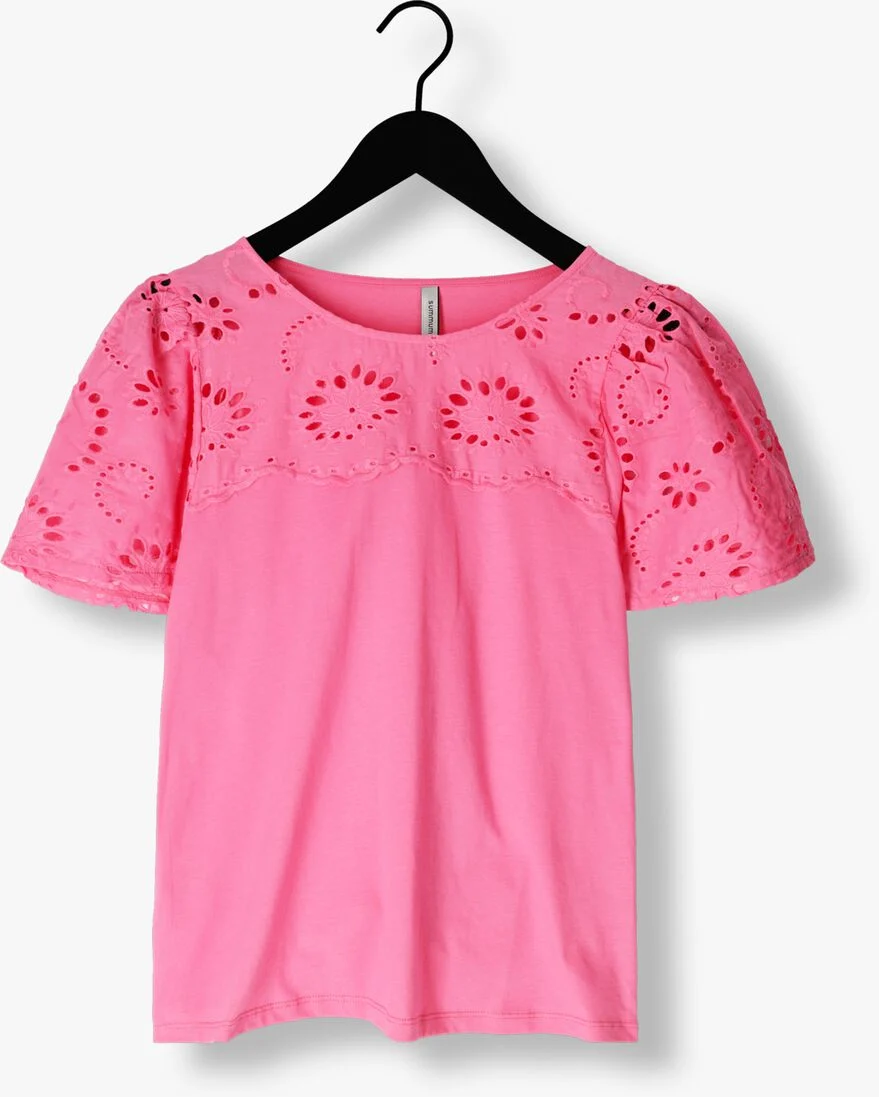 SUMMUM roze summum t-shirt top jersey and broderie mix