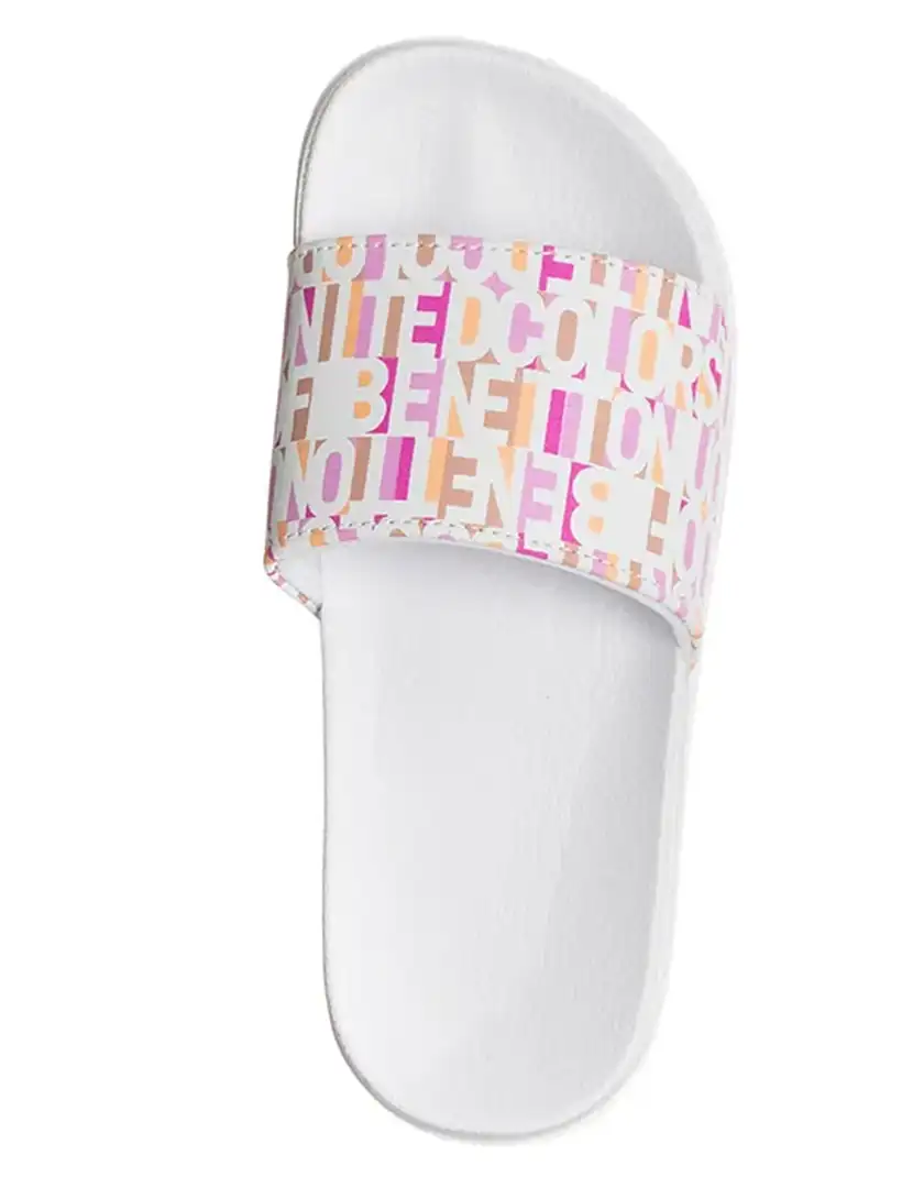 Ladies Slippers White and Fuchsia