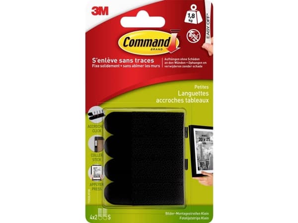 3M Command™ bildemonteringsstrimler svart Innhold: 4 par (17202BLKFGN)