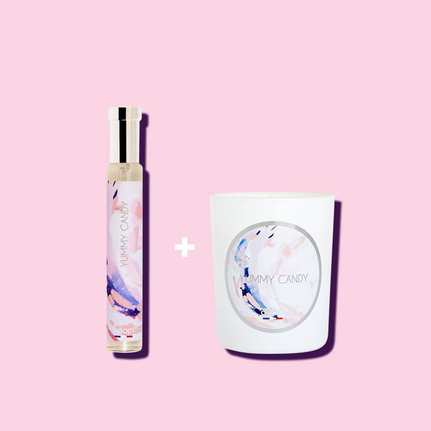 Duo yummy candy avec l'eau de parfum 30ml et sa bougie