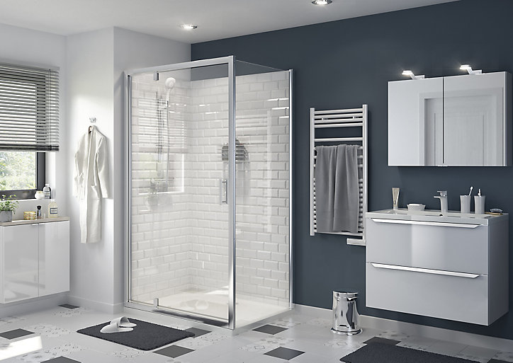 Porte de douche pivotante GoodHome Beloya transparente 120 cm