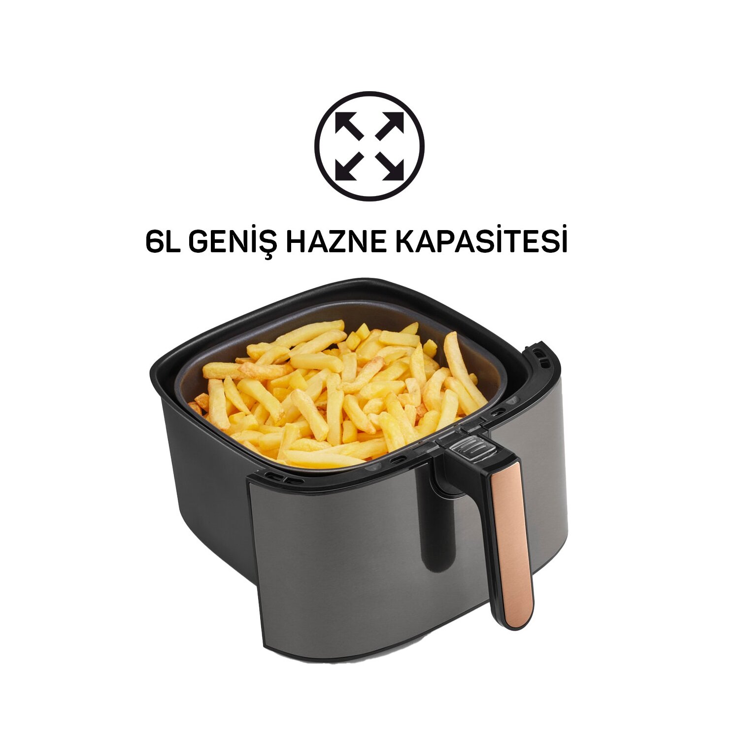 Heißluftfritteuse Air Fryer Schwarz/Kupfer