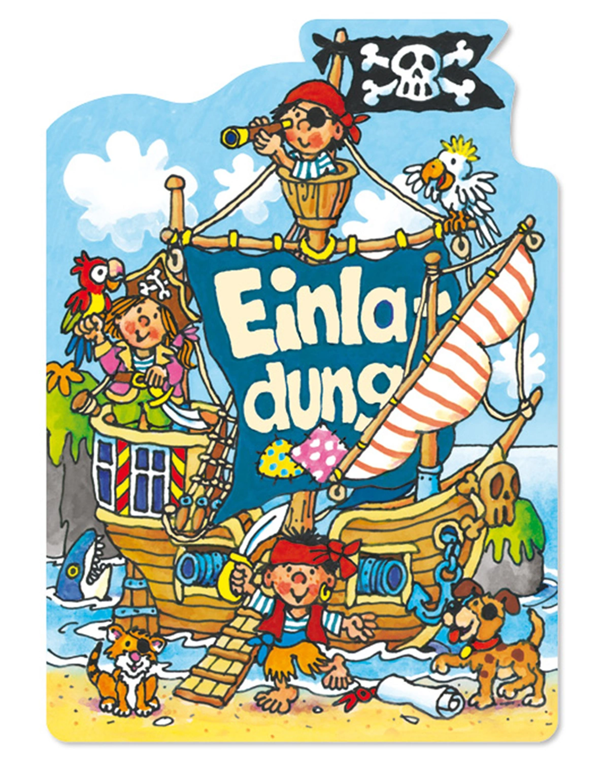 Einladungskarten-Set PIRAT PIT PLANKE 8 Karten + Umschläge