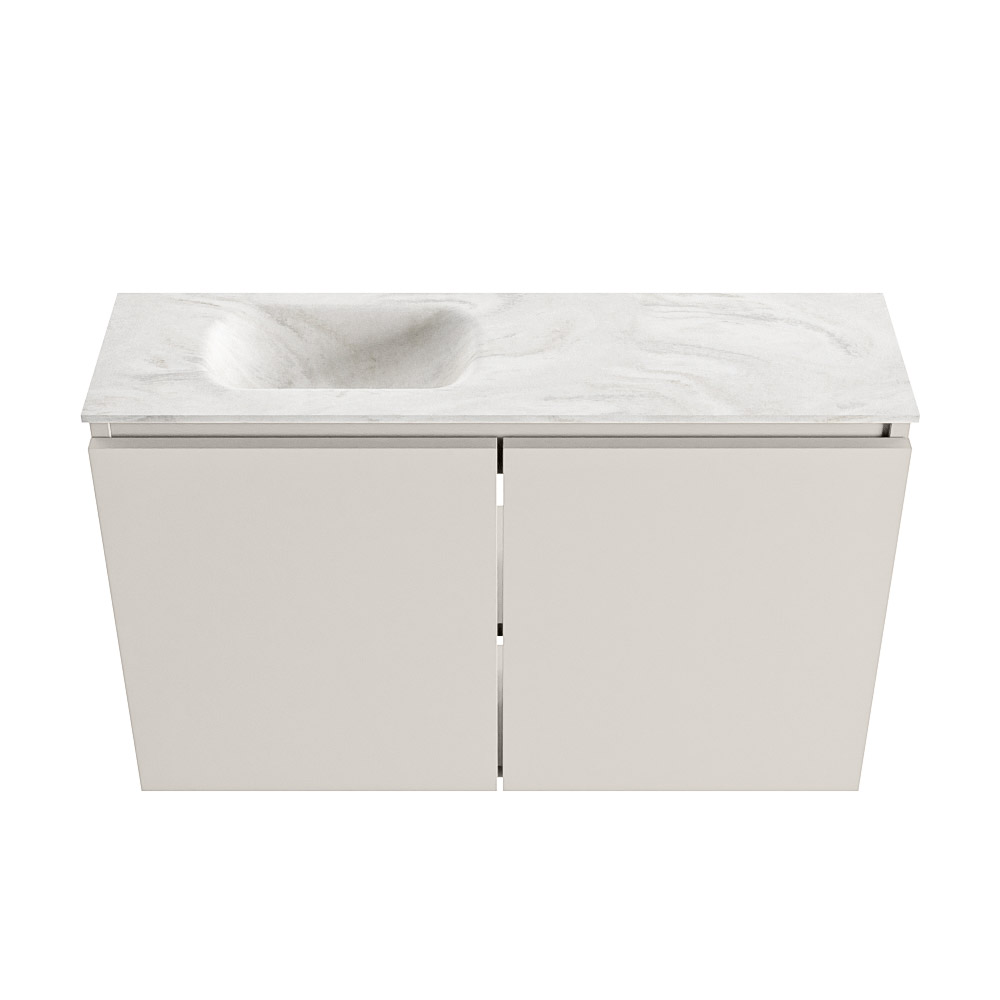 Mondiaz Ture DLux toiletmeubel 80cm linen met wastafel ostra links zonder kraangat