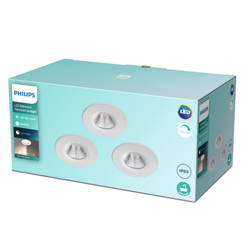 Philips inbouwspot Dive 5.5W 2700K wit 3-pack