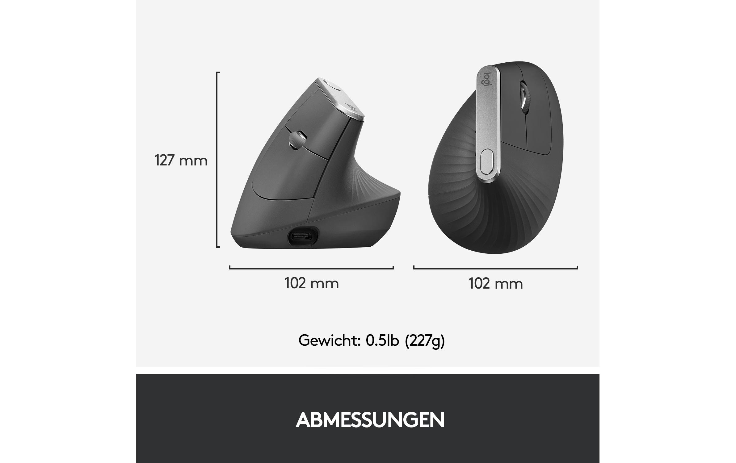 Ergonomische Maus MX VerticalKabellose Maus mit ergonomischer, vertikaler Handpositionierung