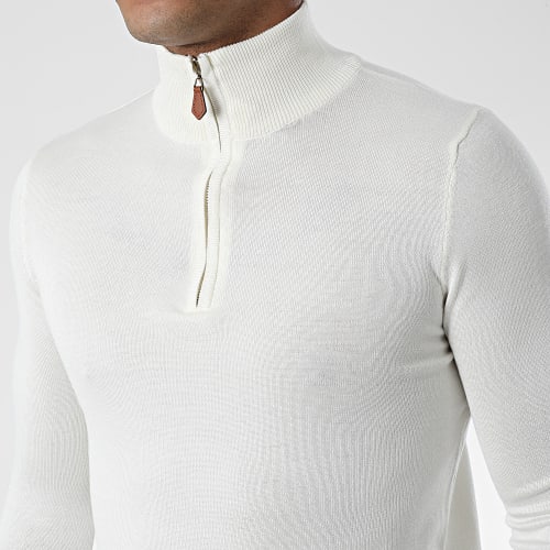 Pull Col Zippé J666 Beige Clair