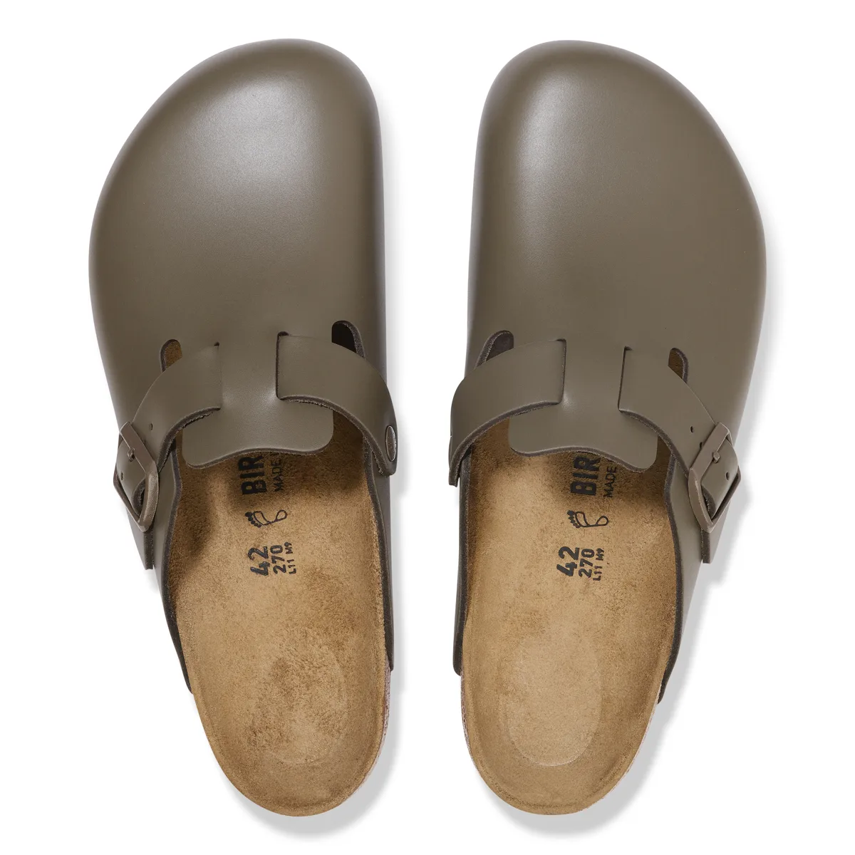 Birkenstock Boston Natural Leather regular Smooth Leather Concrete Gray
