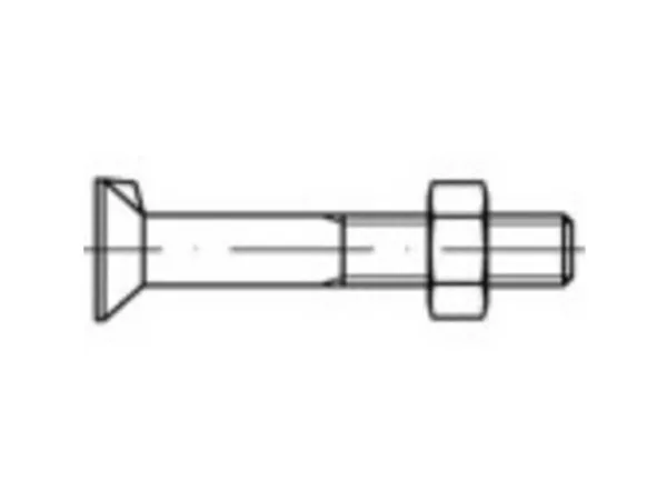 TOOLCRAFT 111642 Underforsænkede skruer med næse M10 30 mm Udvendig sekskant DIN 604 Stål 200 stk
