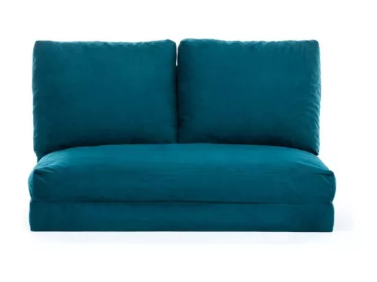 Fauteuil convertible multipositions velours Talya-Couleur Bleu canard-2 places