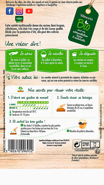 Graines de Carotte Nantaise Améliorée 3 Bio