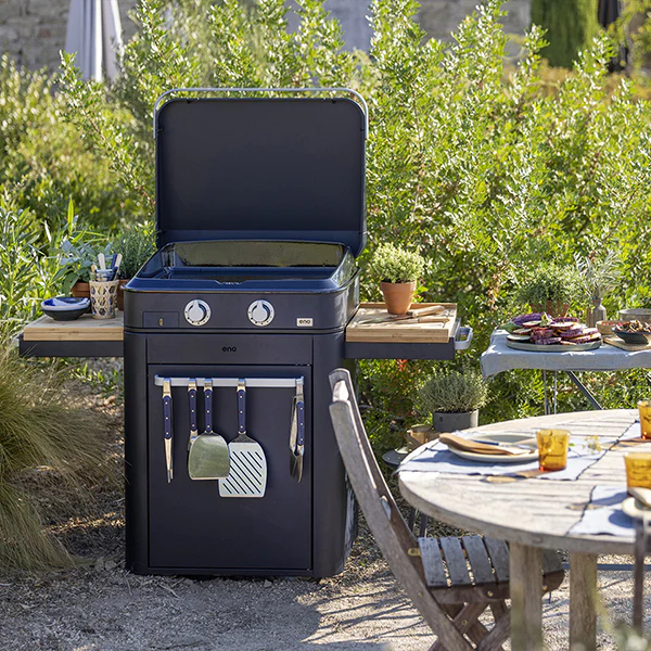 Plancha à gaz Combo enosign 65 bleu navy 2 feux ENO