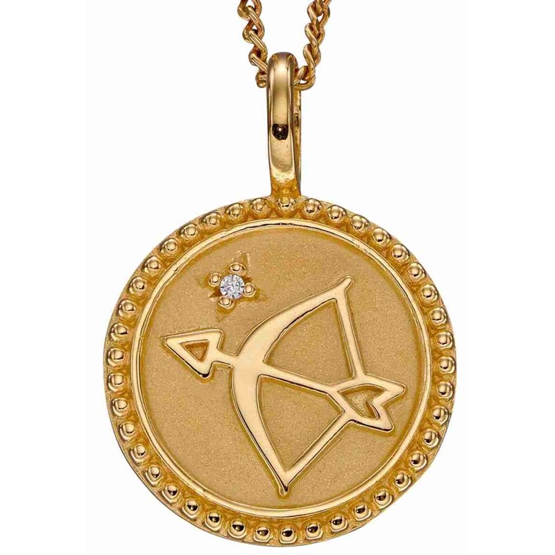 Collier sagitaire plaqué or en argent 925/1000